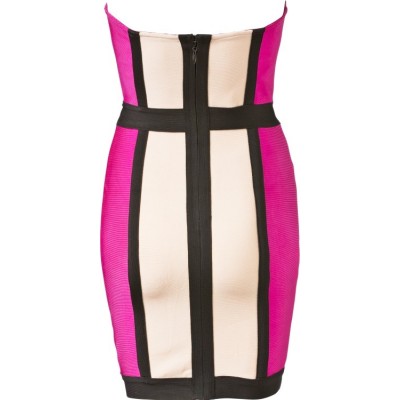 'Arriana' colorblock roze strapless bandage jurk